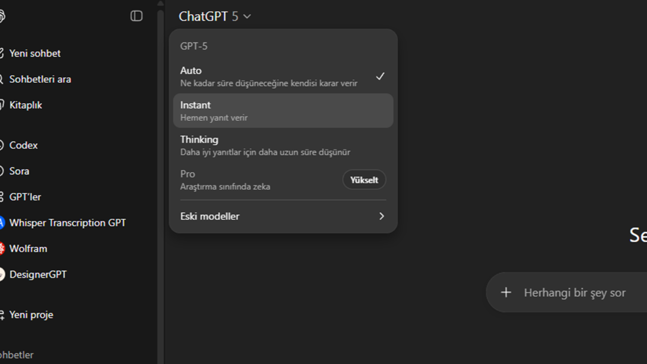 gpt 5in dusunme suresini kontrol edin hizli mi derin mi WkudRxxS